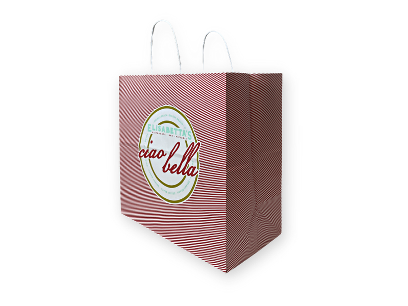 Photo of a paper bag with twisted paper handles